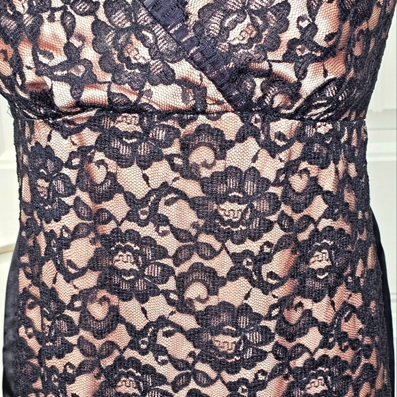 Classy Eliza J New York Black Lace & Nude Champagne Elegant Lady Cocktail Dress - Picture 4 of 15